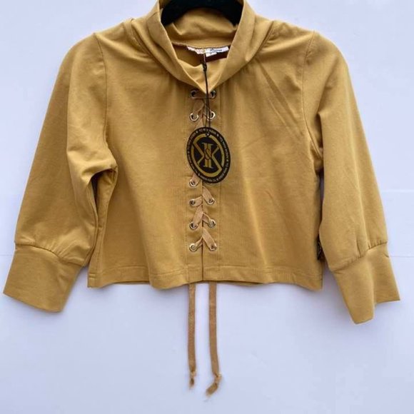 *NWT* 5T Laced up Mustard long sleeve - Picture 4 of 7